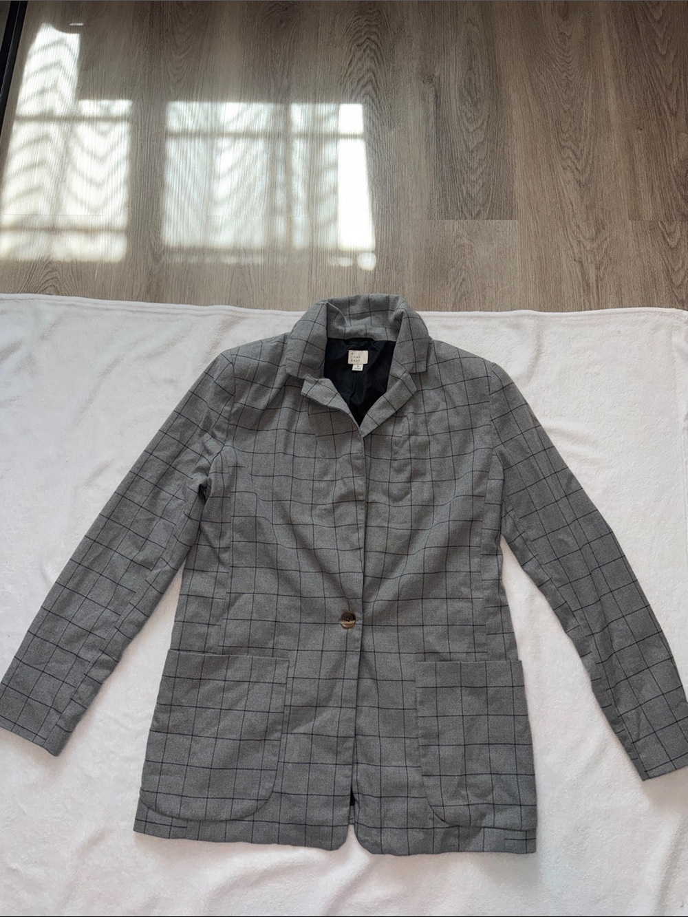 a new day Gray Windowpane Blazer Jacket
